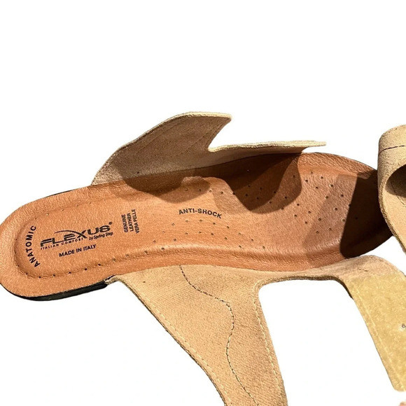 NWOB Flexus Spring Step Anatomic Beige Suede Leather Sandals Glitter Italy 8 - Picture 5 of 12